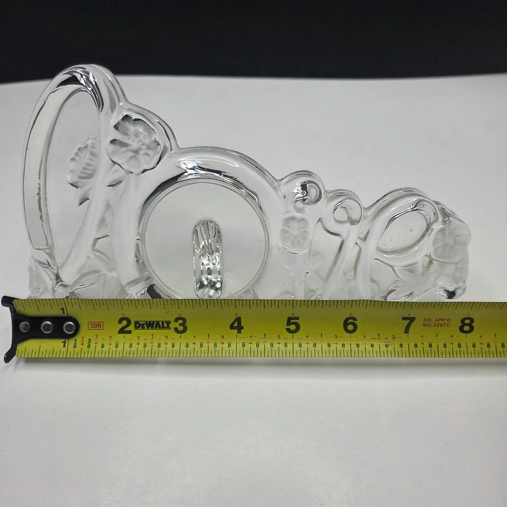Unbranded Crystal Glass Love Picture Frame Floral Frosted Clear 2